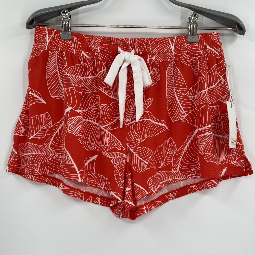 PJ Salvage Leaf Dreams Jersey Pajama Shorts sz L Red Fire Tropical RXLDS NWT